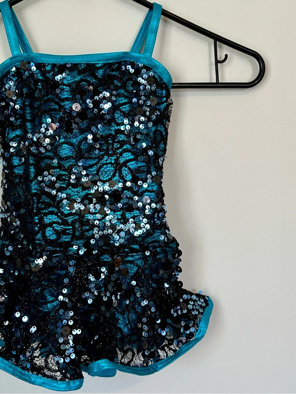 NEW Peacock Blue Sequin Tutu Dress Kids Dance Costume with Sparkle Tutu - SC